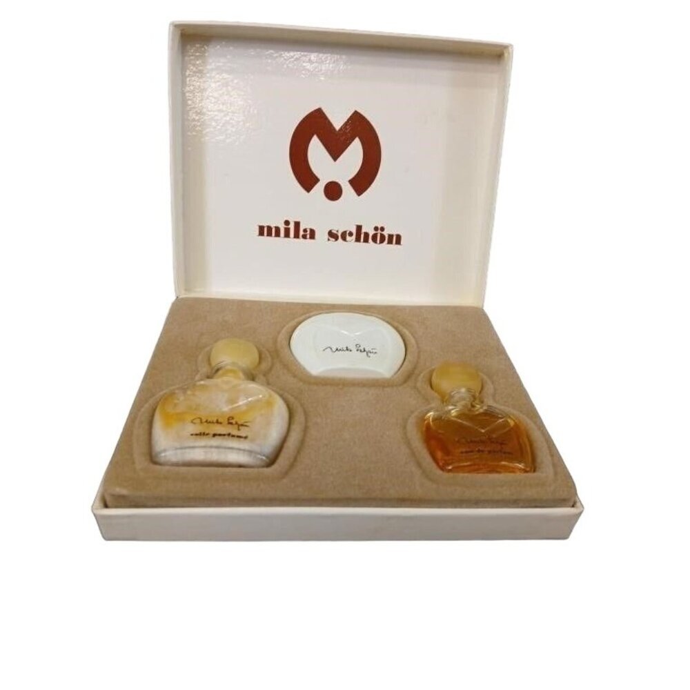 Mila Schön Coffret Parfum Vintage Gift Set 1981 Amber Musk Patchouli Sandalwood